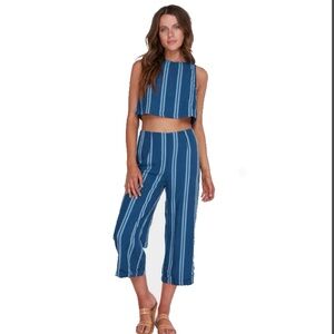 Billabong Navy and White Striped Pants